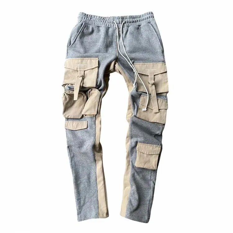 DiZNEW designer thick french terry stack mens cargo pant sweatpants