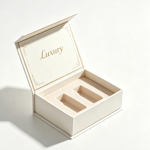Boîte cadeau magnétique de luxe personnalisée OEM avec logo doré à chaud et insert en suède - Emballage en carton rigide recyclable pour lotion - Product Image 1