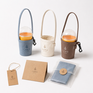 Sac fourre-tout en toile premium avec fond intégral et longue poignée en ruban, personnalisable avec logo, réutilisable pour le transport de boissons (café, lait, thé) - Product Image 3