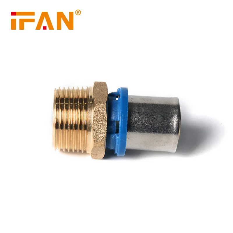 Ifan Brass Pex Press Fitting Male Thread Socket 16-32mm Pipe Press Fitting For Plumbing