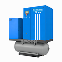 Compresseur d'air industriel à vis rotatif 220V 15KW 20HP avec contrôleur de tête, sécheur et réservoir de 300L (10 gallons)