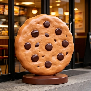 Sculpture géante de cookie aux pépites de chocolat F006 en FRP pour centre commercial, parc, extérieur, résistante à l'eau et aux UV, taille, couleur et forme personnalisables - Product Image 1