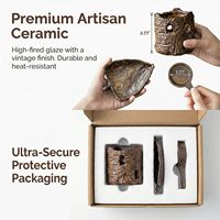 Brûleur d'encens en céramique pour aromathérapie, diffuseur d'huiles essentielles, chauffe-thé rétro fait main, support de bougie chauffe-plat, pour la méditation à domicile