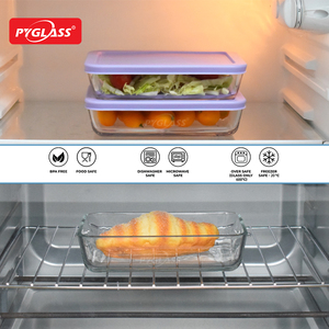 Pyglass 2 Ensemble de récipients de conservation alimentaire en verre borosilicate de haute qualité avec couvercle en PE, couvercle de couleur personnalisée, boîte à lunch classique - Product Image 6