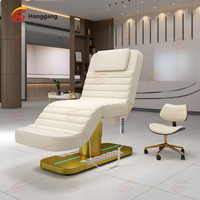 Lit de Beauté Électrique Incurvé en Cuir Blanc Couleur Personnalisée avec 3 Moteurs pour Salon, Massage, Soins du Visage et Cils