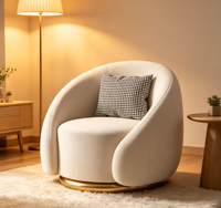 Fauteuil de loisirs rotatif de luxe, style nordique, en tissu, pour salon, design minimaliste motif tigre, mobilier de maison