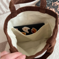 Tas Tote Corduroy untuk Buku, Kindle, dan Perlengkapan Penting, Tas Selempang dengan Kantong Dalam, Tas Tote Corduroy Custom untuk Wanita