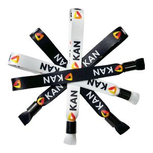 Bracelets personnalisés brodés sur mesure, bracelets de festival, bracelets en tissu élastique imprimé polyester avec logo pour événements - Product Image 3