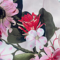 Échantillon gratuit Offres Spéciales 50D polyester personnalisé pas cher impression numérique stretch blanc floral satin tissu