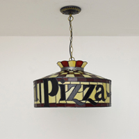 Vitrail Pizza Soudé À La Main Processus Lustre Art décoration Tiffany Style Hut Lustre restaurant Suspension Lampe