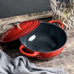 Durabilité chinoise 26cm marmite à soupe casserole antiadhésive ronde double poignées marmite émail rouge fonte four hollandais casserole - Product Image 3