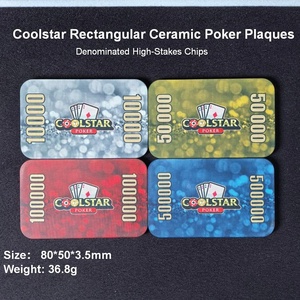Plaque de poker rectangulaire en céramique Factory Elite, jetons de paris à haute valeur nominale pour équipement de jeu haut de gamme et fournitures d'événements de poker - Product Image 1