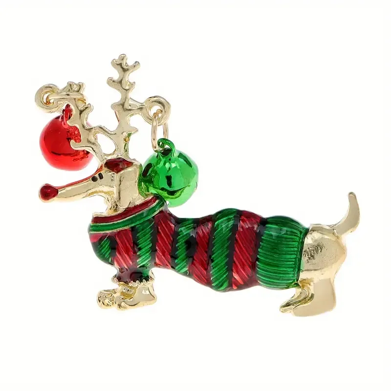 Wholesales Christmas Puppy Dog Shape Dropping Oil Brooch Cute Lovely Brooch For Women Girls
