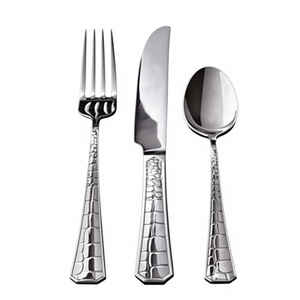 Juego de Cubiertos de Acero Inoxidable, Cuchillo, Tenedor y Cuchara con Acabado de Alto Brillo, Mango con Diseño de Cocodrilo, Apto para Lavavajillas, Diseño Moderno para Mesa - Product Image 1