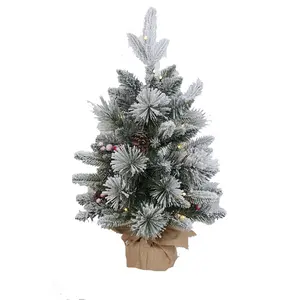Prelit Nieuwjaar Vakantie Decoratie Tafel Mini Kerstboom Led Kunstmatige Pvc Pe Kerstboom Met Lichtjes