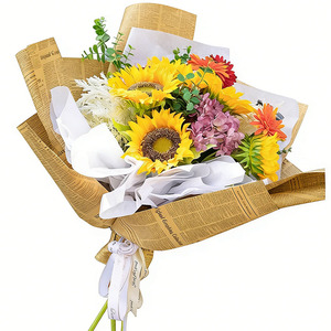 Carta da Imballaggio per Fiori in Stile Giornale Kraft, Carta Reversibile per Bouquet Floreali, Design in Stile Giornale Kraft Marrone per Feste e Matrimoni - Product Image 6