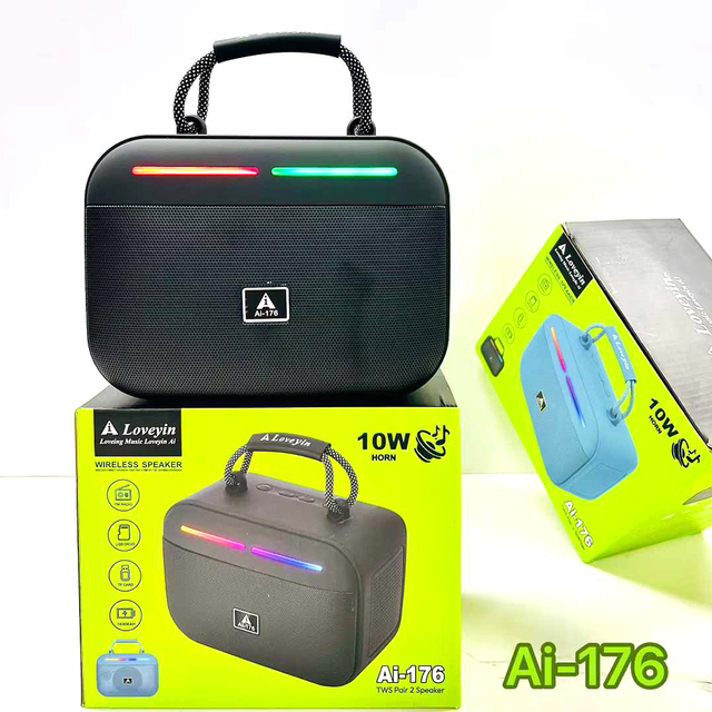Ai-176 Hot Selling Wireless Portable Loud BT Speaker RGB Light Stereo Woofer Super Bass Blue-tooth Music Speaker FM Radio/TF/USB