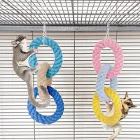 Jouet suspendu pour hamster, écureuil, glisseur : balançoire et corde d'escalade à trois anneaux