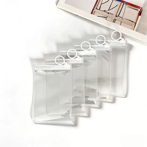 Pochette zippée transparente en PVC réutilisable avec fermeture coulissante durable pour le rangement de cosmétiques, de papeterie et d'articles de toilette en voyage - Product Image 1