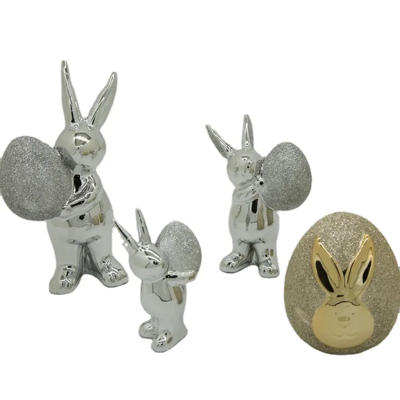 Metallic Silver Balloon Bunny Rabbit Pop Art 14" Sculpture Statue Figure New Gifts & Crafts