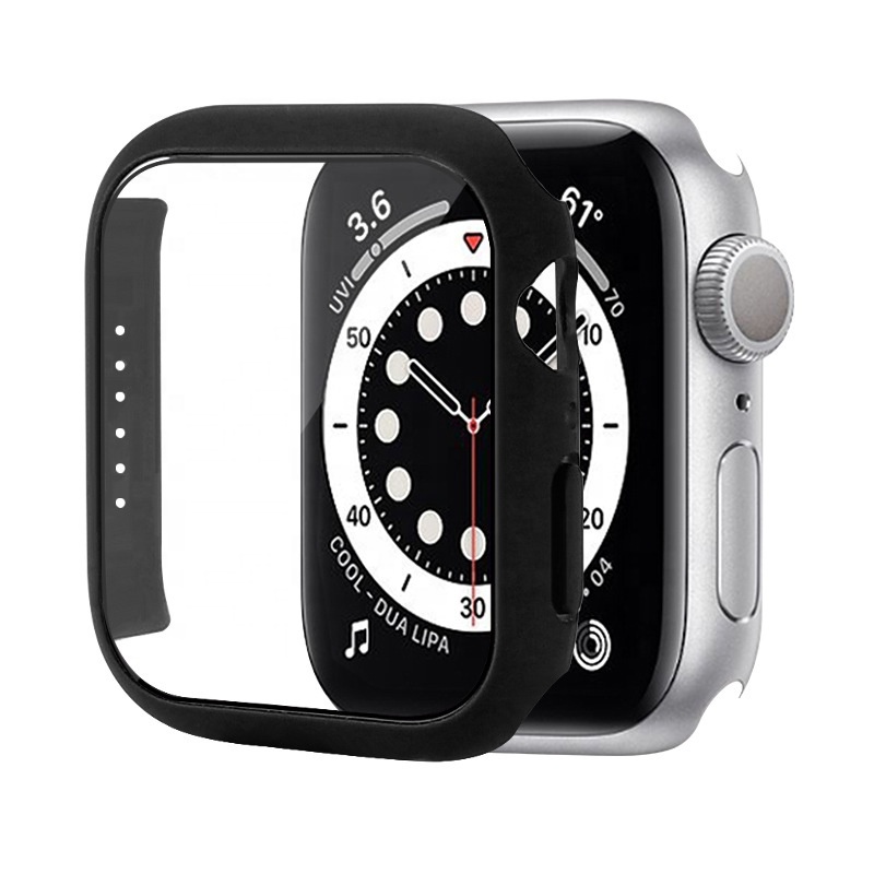Полное стекло + крышка для Apple Watch Серия 7 41 мм 45 мм защитный бампер устойчивый к царапинам чехол для iwatch 41 мм 45 мм
