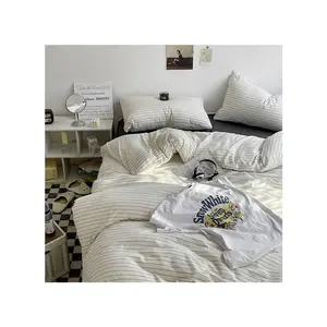 French Linen Bed Sheet Set Customized Solid Colors Bedding Sets Yarn Dyed Stone Washed Hot Sell Product