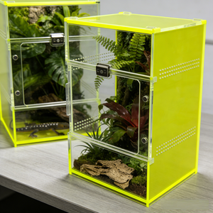 Wholesale Custom Fluorescent Yellow Magnetic Acrylic Reptile Feeding Box Eco Friendly for Small Animal Terrarium Cage - Product Image 4