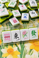 Jeu de Mahjong de style chinois traditionnel, tuiles de Mahjong en acrylique imprimées d'inspiration orientale, jeu de table, cadeau