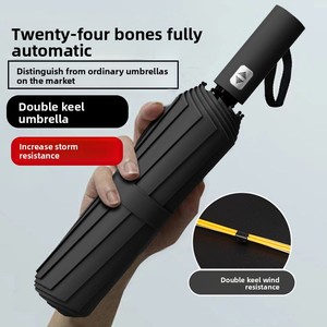 New 24-rivet Reinforced Sturdy Three-fold Semi-automatic Umbrella for Business Gift, Advertising Printing Design Umbrella