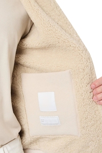 Chaqueta de Punto Híbrida Beige <span class=keywords><strong>para</strong></span> <span class=keywords><strong>Hombre</strong></span>, Cuello de Borrego, Bolsillos Tejidos, Cierre Completo con Cremallera - Product Image 4