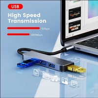 Hub USB C 4 en 1, Estación de Conexión de Aleación de Aluminio Tipo C, Divisor de Hub Multi USB de 4 Puertos, Datos OTG para Computadora Portátil Macbook