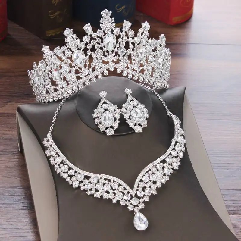 S793A 2022 New Hot Sale Rhinestone wedding Rose Gold Crown bridal accessories wedding SET