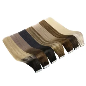 Full Shine Tape in Hair Extensions Supplier Natural Russian Human Hair Tape-in Hair Extensions