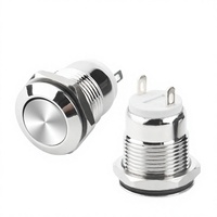 Interrupteur à bouton-poussoir momentané 1NO, 16 mm, anneau lumineux, 1A, 12V-36V, métal, IP65/IP67, interrupteur électronique