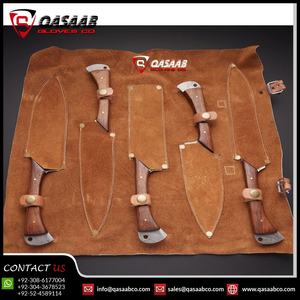 Nouveau sac de cuisine portable en acier damas avec couteau en peau de vache véritable sac de rouleau de couteau de chef chez Qasaab Gloves Company - Product Image 5