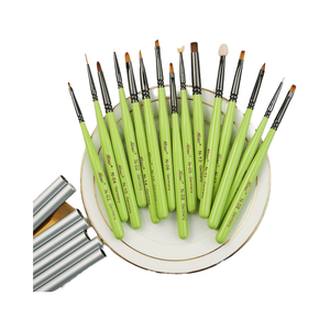 Lot de 12 pinceaux à ongles en poils synthétiques vert fruit, manche en plastique, pinceaux liner multi-formes - Product Image 6