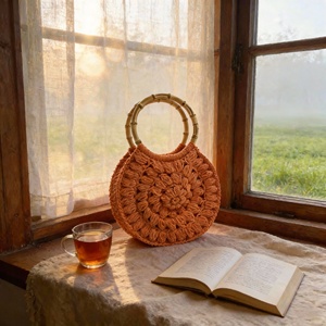 Bolso <span class=keywords><strong>de</strong></span> mano <span class=keywords><strong>de</strong></span> <span class=keywords><strong>ganchillo</strong></span> bohemio hecho a mano <span class=keywords><strong>para</strong></span> mujer, estilo vintage, con puntada 3D tipo palomitas <span class=keywords><strong>de</strong></span> maíz, bolso redondo con asa superior <span class=keywords><strong>de</strong></span> bambú, bolso <span class=keywords><strong>de</strong></span> lujo tejido <span class=keywords><strong>para</strong></span> playa <span class=keywords><strong>de</strong></span> verano - Product Image 4