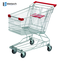 Chariot en acier à caddie de supermarché de maille de style asiatique avec la construction durable de conception de déploiement