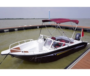 Bateau à console centrale en aluminium soudé <span class=keywords><strong>AST</strong></span> 16 pieds pour 6 personnes avec moteur hors-bord, bateau catamaran en aluminium soudé avec auvent - Product Image 1