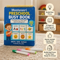 Livre d'activités Montessori réutilisable pour les enfants d'âge préscolaire, alphabet, chiffres, animaux, dessin, écriture, jouet éducatif