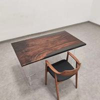 Ensemble de table à manger rectangulaire moderne en bois massif de noyer de Californie, prix d'usine, plateau en résine époxy cristalline pour la maison, le bureau, l'hôtel