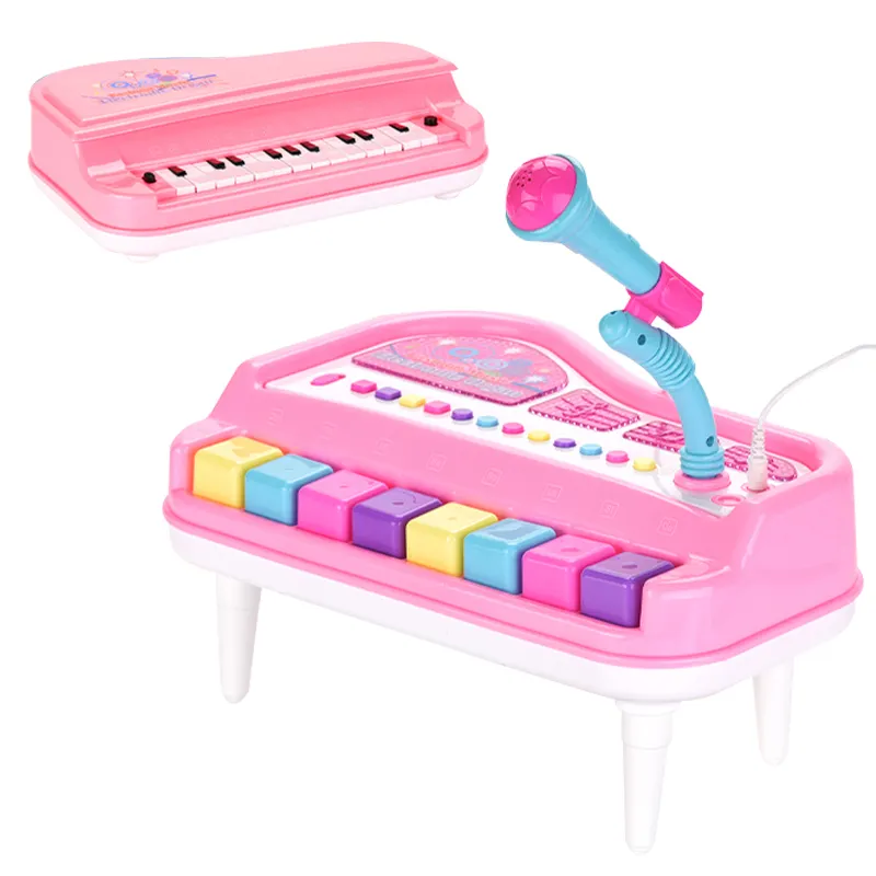 プラスチック製ミニマイクミュージカルキーボード電子ピアノ楽器おもちゃセット音楽を学ぶ子供のための8つのキーピアノおもちゃ