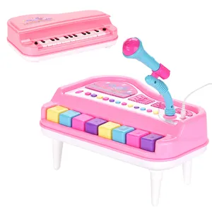 Plastic Mini Microfone Musical Keyboard Electronic Piano Instrument Toys Set 8 Keys Piano Toys Para Crianças Aprendendo Música