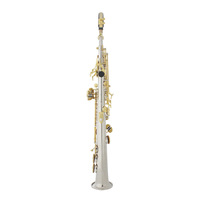 Bb Straight Soprano Saxophone Nickel Plated Body Gold Lacquered Keys Adjustable Professional Woodwind Instrument Bakelite Head