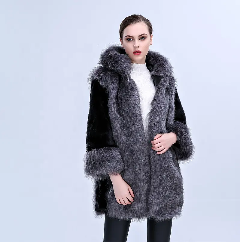 Rusland bontjas nerts faux vos jas winter kleding faux wasbeer bontjas voor vrouwen