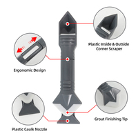 Outil multifonction pour enlever le mastic, outil de finition 3-en-1 pour le lissage du scellant et de la coulis avec embouts interchangeables