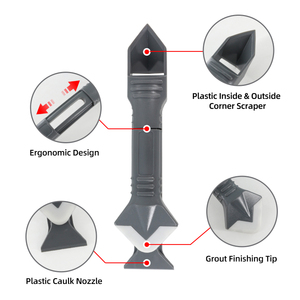 Outil multifonction pour enlever le mastic, outil de finition 3-en-1 pour le lissage du scellant et de la coulis avec embouts interchangeables - Product Image 3