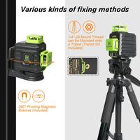 Huepar Auto nivelación B02CG con estuche rígido & type-c, 2*360-grado línea cruzada, 8 líneas múltiples modo de pulso al aire libre nivel láser de haz verde