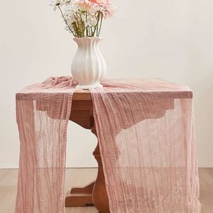 Nappes de table en gaze de coton, tissu voile, décoration drapée pour mariage, fête, banquet, style rustique bohème, fournitures pour événements - Product Image 3