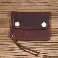 Dompet Kartu Kulit dengan Ritsleting untuk Pria Wanita Dompet Vintage Minimalis Kulit Asli Tempat Kartu Kredit Bisnis Pria